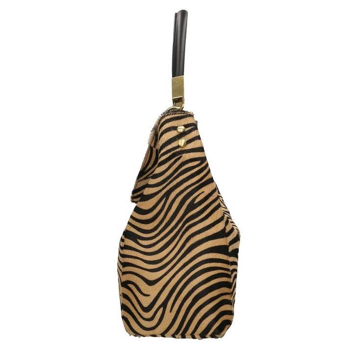 Gold Zebra Print Leather Tassel Bag – Elegant & Versatile by Sostter at brixbailey.com
