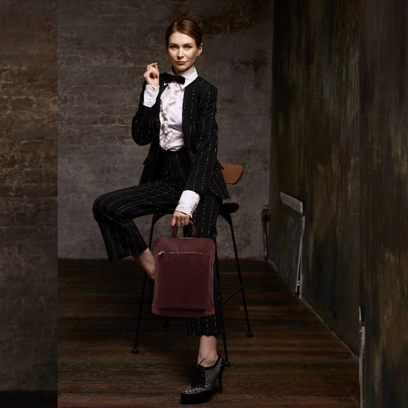 Maroon Pebbled Leather Backpack – Versatile & Stylish Essential by Sostter at brixbailey.com