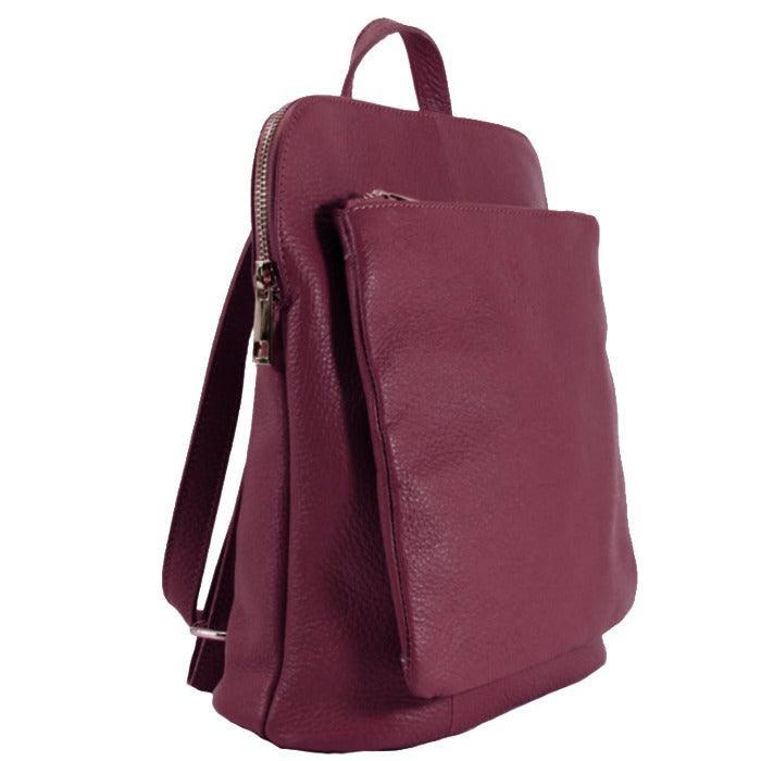 Maroon Pebbled Leather Backpack – Elegant & Versatile Style by Sostter at brixbailey.com
