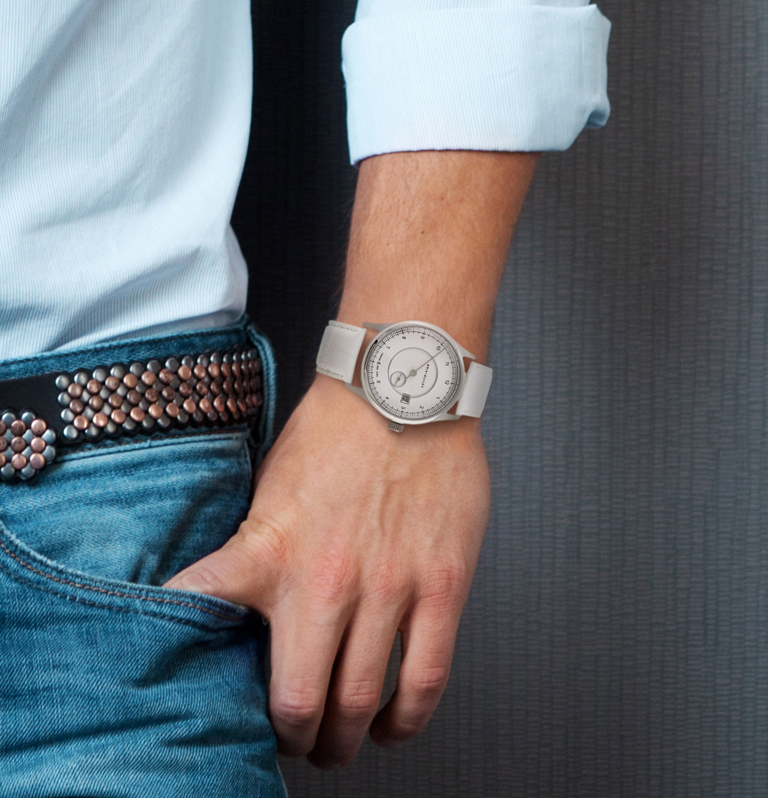 Brix+Bailey Wade Automatic Watch White One Hand Watch Brix Bailey