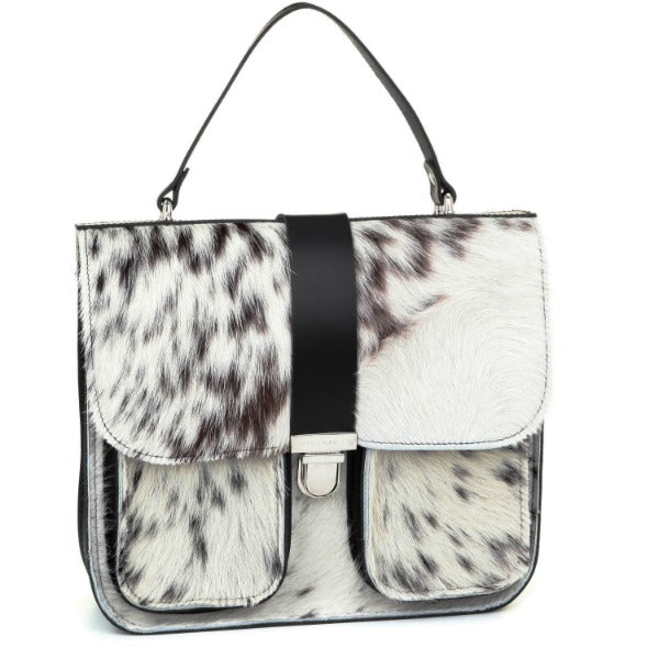 Ivory Hair On Hide Leather top Handle Bag - Brix and Bailey® - Contemporary Bag, Watch and Accessory Brand