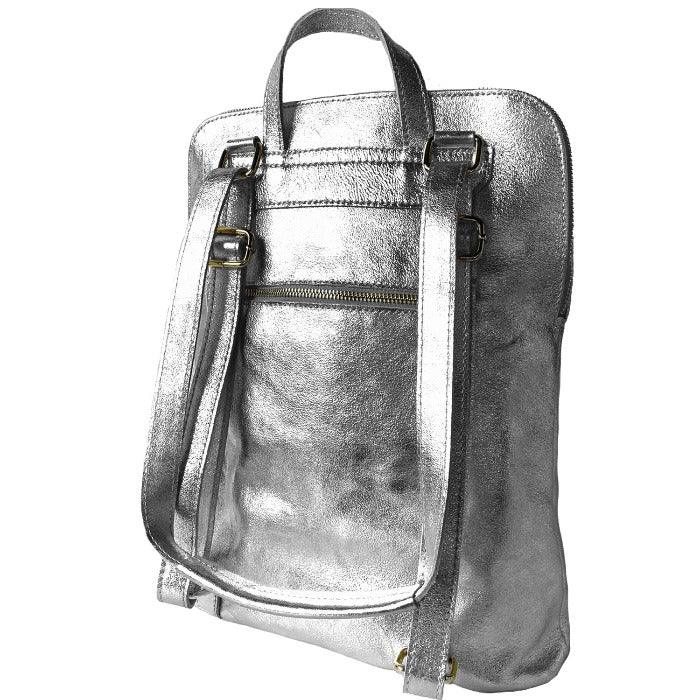 Pewter Convertible Leather Backpack – Stylish & Versatile by Sostter at brixbailey.com