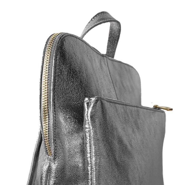 Pewter Convertible Leather Backpack – Stylish & Versatile by Sostter at brixbailey.com