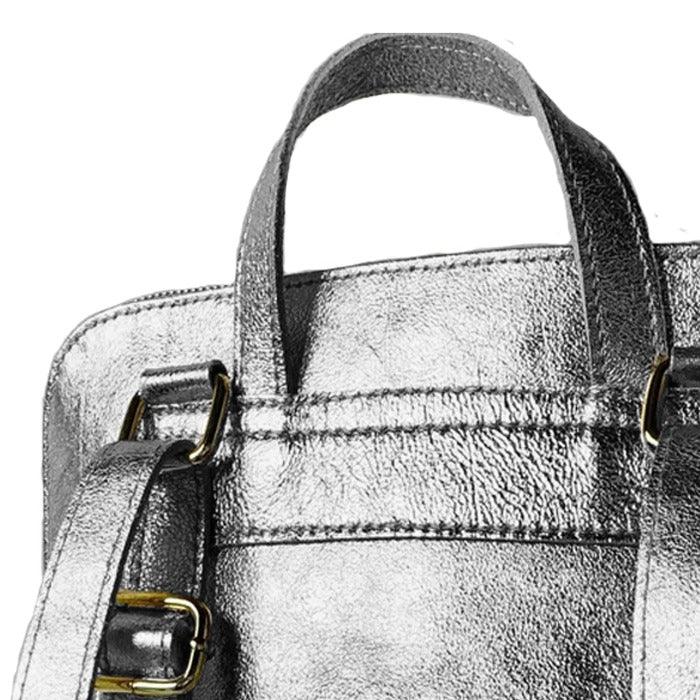 Pewter Metallic Leather Backpack – Stylish & Versatile by Sostter at brixbailey.com