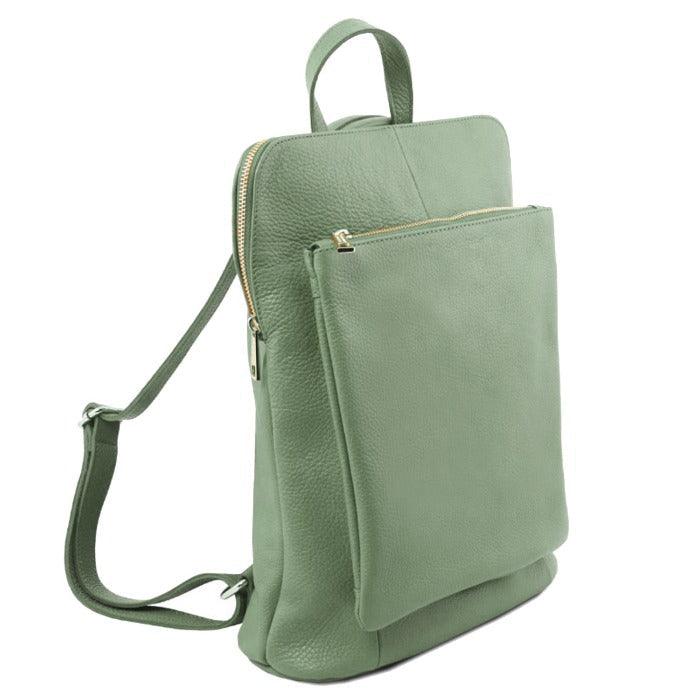 Sage Leather Backpack – Versatile & Stylish with Gold Accents by Sostter at brixbailey.com
