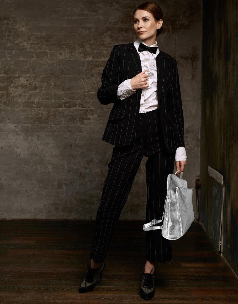 Silver Convertible Backpack – Stylish, Versatile Metallic Leather by Sostter at brixbailey.com