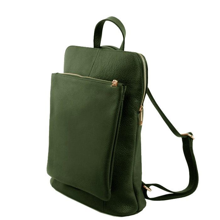 Small Olive Pebbled Leather Backpack – Stylish & Functional by Sostter at brixbailey.com