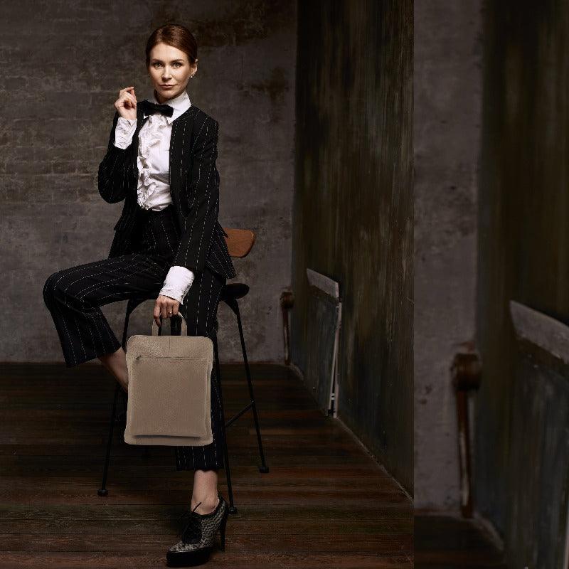 Stone Leather Pocket Backpack - Versatile & Luxurious by Sostter at brixbailey.com