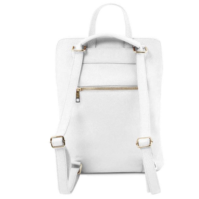 White Leather Pocket Backpack - Versatile & Stylish Essential by Sostter at brixbailey.com
