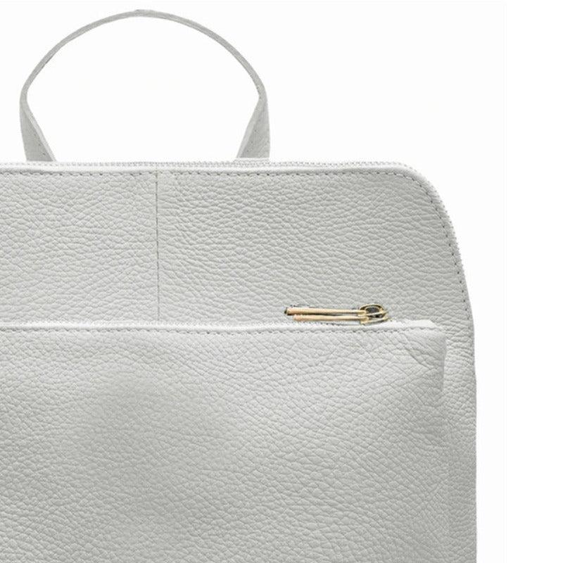 White Leather Pocket Backpack – Stylish & Convertible by Sostter at brixbailey.com